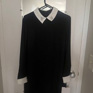 Victoria Beckham Black Dress with White Accents
